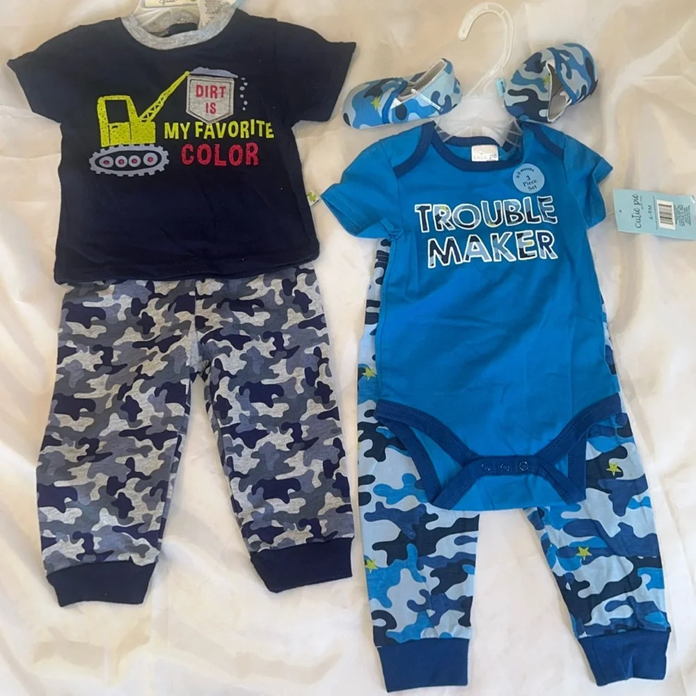Baby Boy Camo Camouflage Onesie Bodysuit Outfit One Piece 5 Shoe Size 6-9 months